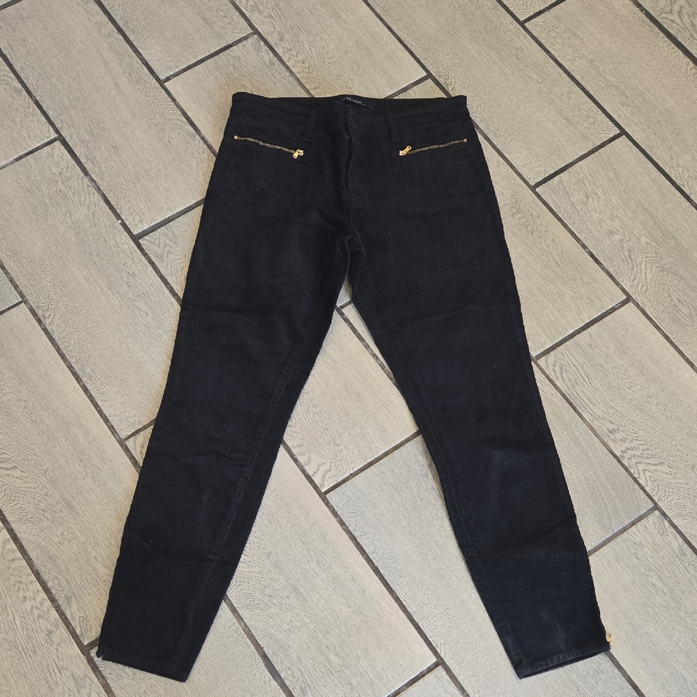 J Brand Black Corduroy Skinny Pants w/ Gold Zippers - Size 29